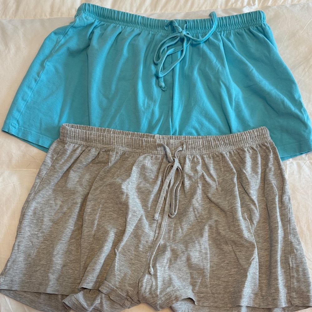 Women's Blue and Gray Pajama Shorts Set